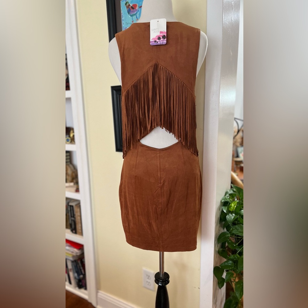 Dainty Hooligan Brown Fringe Mini Dress